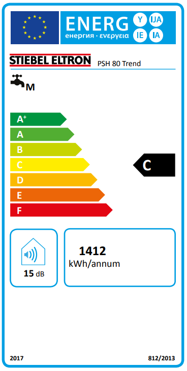 STIEBEL ELTRON PSH 80 TREND zásobníkový ohrievač 80l, elektrický, závesný - energetický štítok