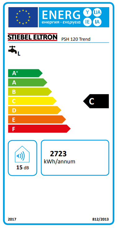 STIEBEL ELTRON PSH 120 TREND zásobníkový ohrievač 120l, elektrický, závesný - energetický štítok