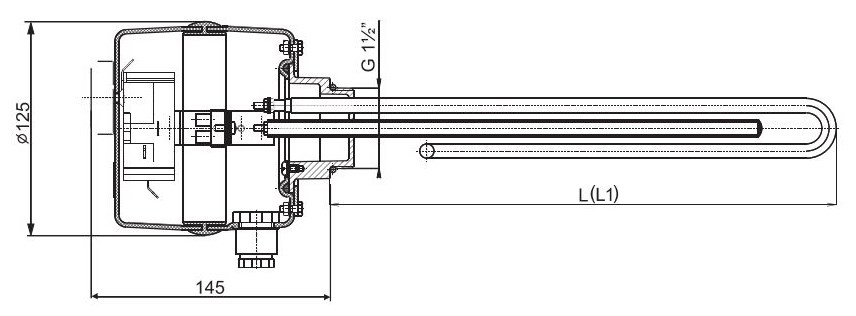 DRAŽICE TJ 6/4"-2 elektrická ohrevná jednotka 2kW, skrutkovacia, s predĺženou chladiacou časťou a flexi šnúrou