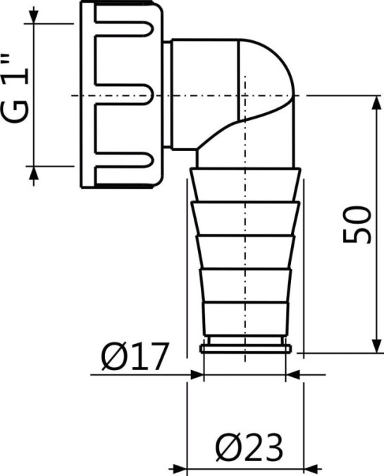 ALCADRAIN P0048-ND Koleno pre pračku 1"x17-23mm