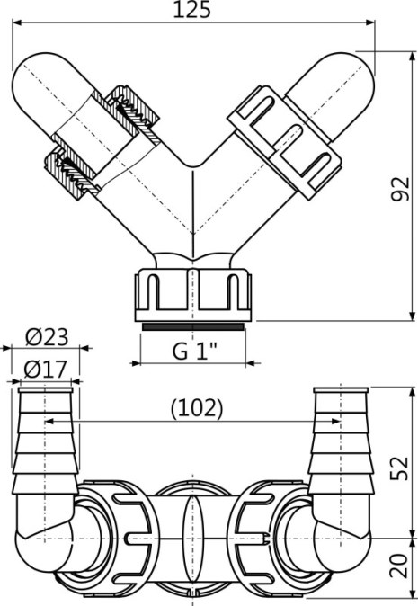 ALCADRAIN P148 Odbočka na práčku dvojitá P148