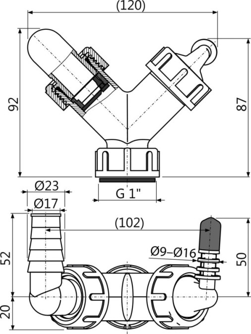 ALCADRAIN P149Z Rozdvojka pre práčku/sušičku