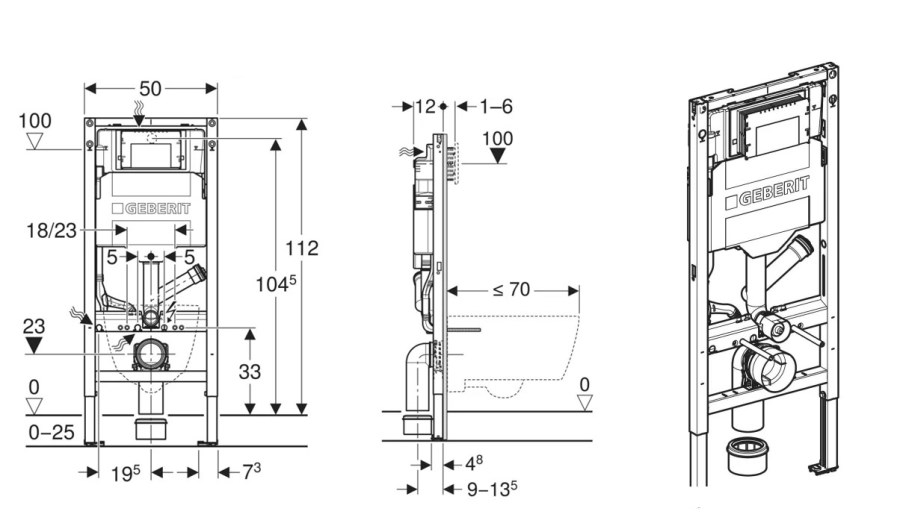 GEBERIT DUOFIX montážny prvok pre WC 112 cm, so splachovacou nádržkou Sigma 12 cm