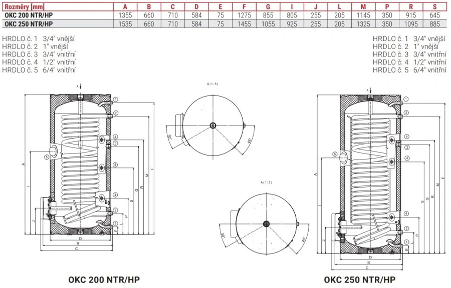 DRAŽICE OKC 200 NTR/HP nepriamo vykurovací zásobník 208l, 1 výmenník, stacionárny, pre TČ