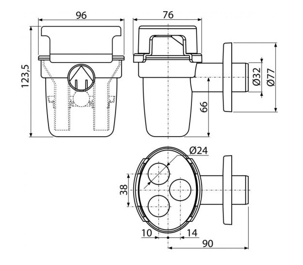 ALCADRAIN AKS5 Nálevka s guličkou pre odkvapkávajúci kondenzát s držiakom hadičiek