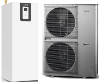 NIBE AMS 10-16 + LUCIE 200-8/12 SPLIT tepelné čerpadlo 7,03kW, 400V, vzduch-voda, vonkajšia+vnútorná jednotka so zásobníkom