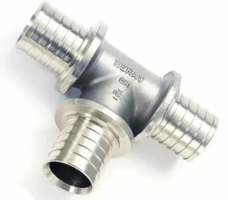 REHAU RAUTHERM T-kus 20x10x20mm, odbočka redukovaná, lisovací, voda, mosadz